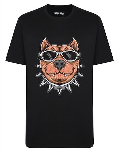 Bigdude T-Shirt mit Hunde-Print, Schwarz